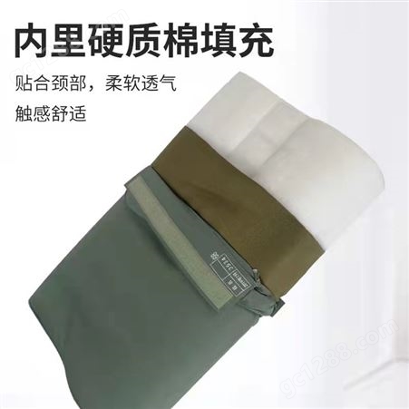 恒万服饰厂家 应急救灾 绿色棉枕头 成人高低护颈枕头