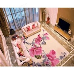 中式花卉手工羊毛地毯客厅卧室茶几新西兰纯羊毛手工雕花高档地毯
